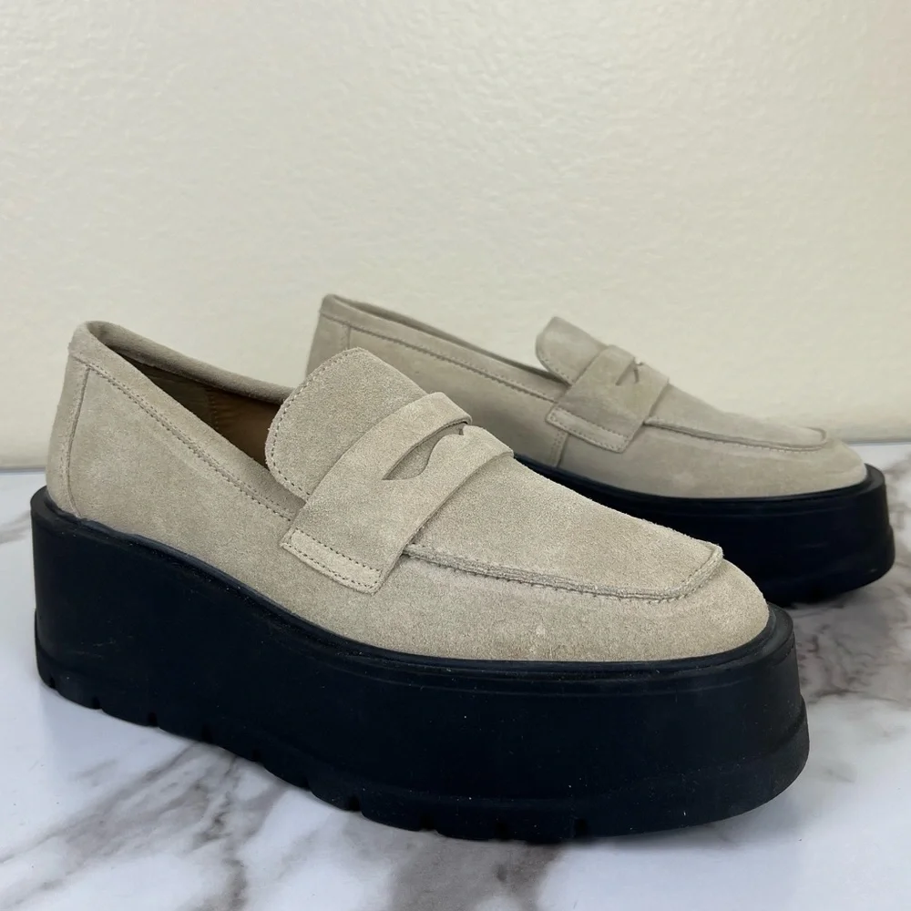 Free People Nico Cappuccino Suede Platform Loafer NEW Academia Shoes Preppy Work